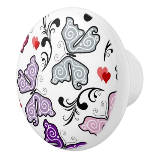Floral Valentijn Pattern Keramische Knop (Rechts)