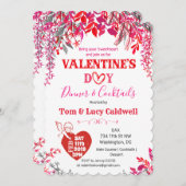 Floral Valentijnsdag Dinner Invitation Kaart (Voorkant / Achterkant)