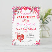 Floral Valentijnsdag Dinner Invitation Kaart (Staand voorkant)