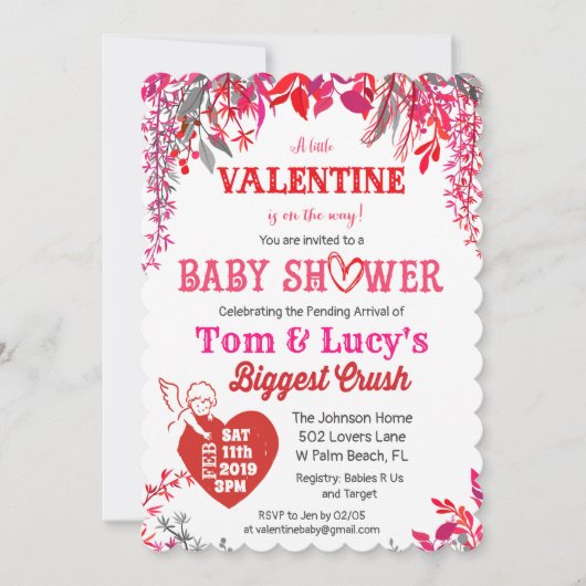 Floral Valentine's Day Baby shower Invitation (Devant)