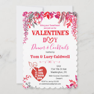 Floral Valentine's Day Diner Invitation