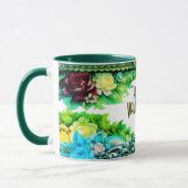 Floral Valentine's Day Mugs With Custom Text (Gauche)