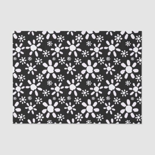 Floral van Black and White Daisy Tissuepapier (Voorkant)