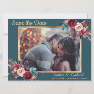 Floral van de Bourgogne op Blauwgroen   De foto be Save The Date