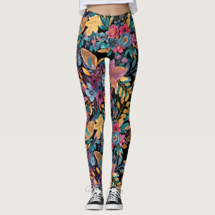 Floral van gemengde Herfst laat de Berry Waterverf Leggings