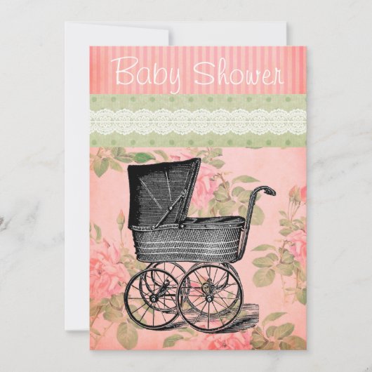 Floral van het Baby shower Uitnodiging (Voorkant)