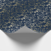 Floral van Navy Blue en Gold Ivy Leaf Cadeaupapier (Hoek)