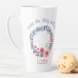 Floral van rode, witte en blauwe pasta latte mok