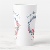 Floral van rode, witte en blauwe pasta latte mok (Voorkant)