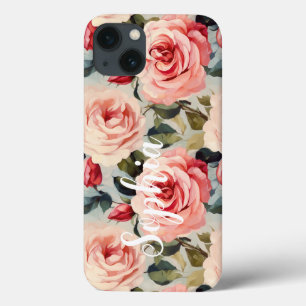 Floral van roze en rode rozen iPhone 13 hoesje
