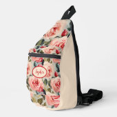 Floral van roze en rode rozen sling bag (Rechterhoek)