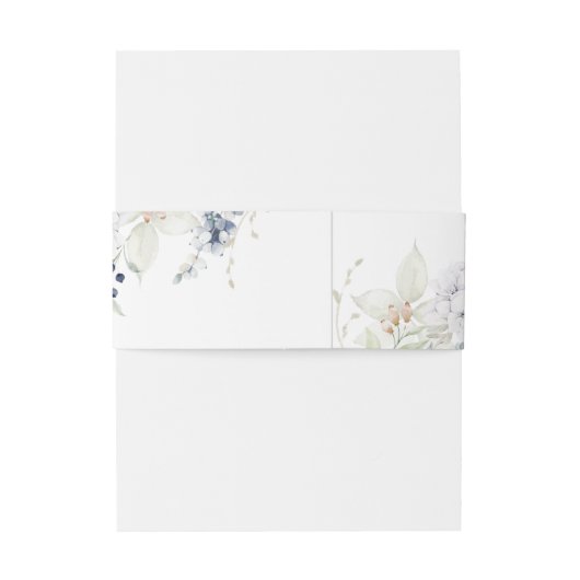 Floral van witte en Navy, Monogram bruiloft Uitnodigingen Wikkel (Achterkant Voorbeeld)