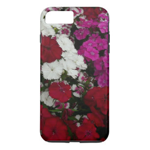 Floral van witte, roze en rode dianthus 	iPhone 8 plus / 7 plus hoesje