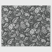 Floral van zwarte en witte paisley cadeaupapier (Vlak)