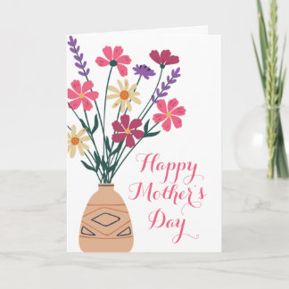 Floral Vase Moeder Day Folded Wenskaart Kaart