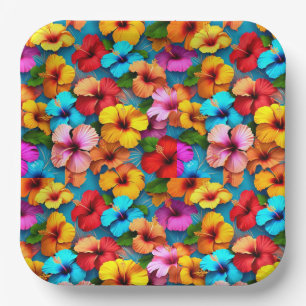 Floral veelkleurige bloemen patroon-36355 papieren bordje