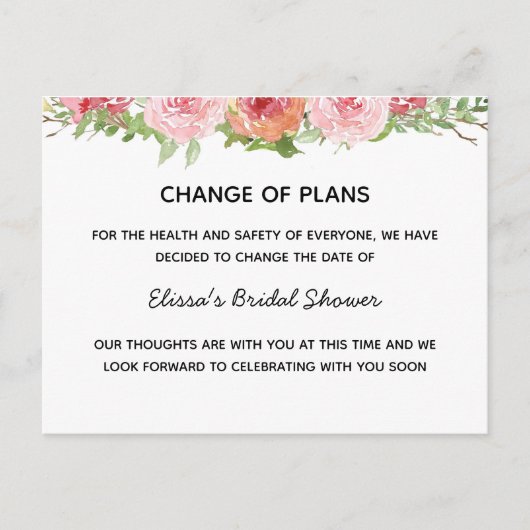 Floral verander het Briefkaart van de Datum (Voorkant)