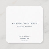 Floral verdure couronne bleu Carré Carte de visite (Dos)