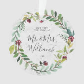 Floral Verdure Wreath Marbre Notre premier Noël (devant)