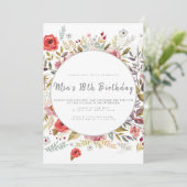 Floral verjaardagsfeestje uitnodiging (Staand voorkant)