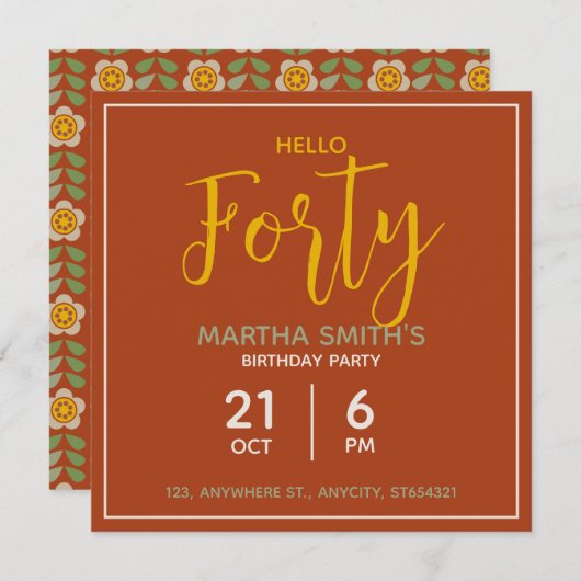 Floral verjaardagsfeestje uitnodiging | Aangepaste (Voorkant / Achterkant)