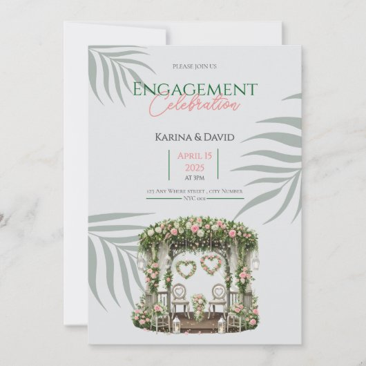 Floral Verloving Kaart Garden Vows (Voorkant)