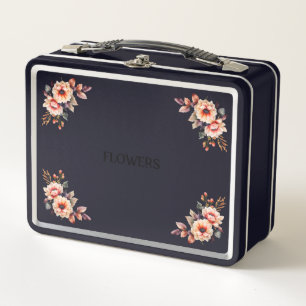 Floral Versierde Girly Metal Lunchbox