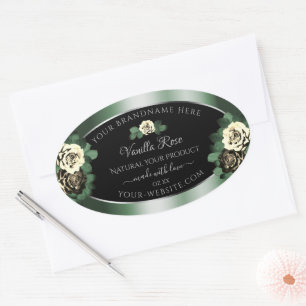 Floral Vert foncé Noir produit Étiquettes Roses fe