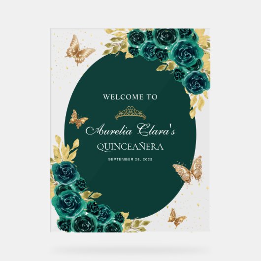 Floral Vert Or Tiara Butterfly Quinceañera (Recto)
