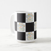 Floral Veterinary Pawprint dambord Naam Koffiemok (Voorkant links)