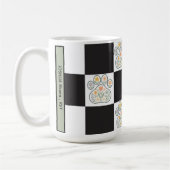Floral Veterinary Pawprint dambord Naam Koffiemok (Links)