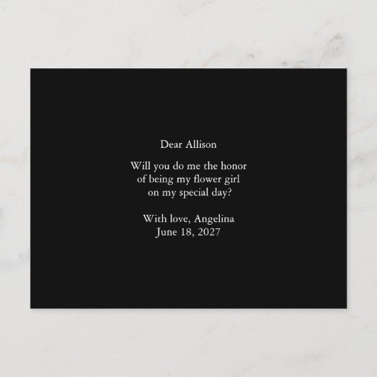 floral veux-tu être ma carte fille de fleurs (Dos)