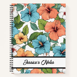 Floral Vibrant Hibiscus patroon gepersonaliseerd Notitieboek