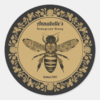 Floral Victorian Bee Honey Étiquette