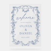 Floral victorien Dusty Bleu Mariage français Bienv (Recto)