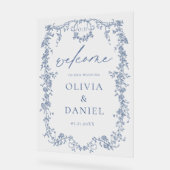 Floral victorien Dusty Bleu Mariage français Bienv (Angle)