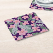 Floral Vierkante Kartonnen Onderzetter (Schuin)