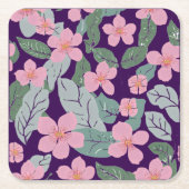 Floral Vierkante Kartonnen Onderzetter (Voorkant)