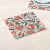  Floral Vierkante Kartonnen Onderzetter (Schuin)