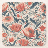  Floral Vierkante Kartonnen Onderzetter (Voorkant)