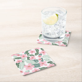 Floral Vierkante Kartonnen Onderzetter