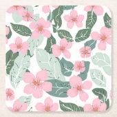 Floral Vierkante Kartonnen Onderzetter (Voorkant)