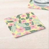 Floral Vierkante Kartonnen Onderzetter (Schuin)