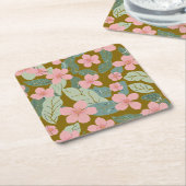 Floral Vierkante Kartonnen Onderzetter (Schuin)