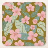 Floral Vierkante Kartonnen Onderzetter (Voorkant)