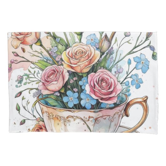 Floral Vine Pattern – Zachte Waterverf Boho kunst Kussensloop (Voorkant)