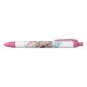 Floral Vine Pattern – Zachte Waterverf Boho kunst Zwarte Inkt Pen (Bovenkant)