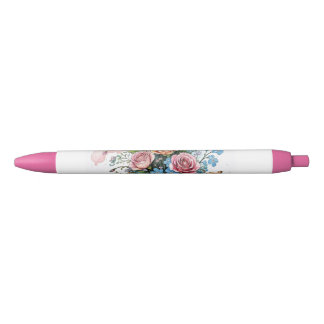 Floral Vine Pattern – Zachte Waterverf Boho kunst Zwarte Inkt Pen