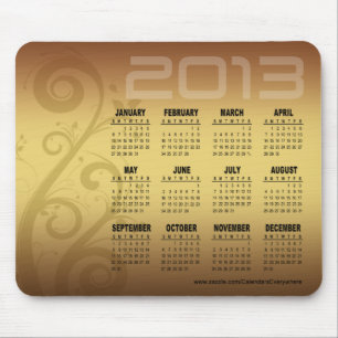 Floral Vines 2013 Calendar Mousepad Gold Muismat