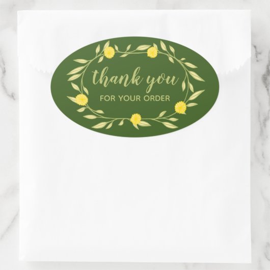Floral Vines krans BEDANKT voor de bestelling Chiq Ovale Sticker (Tas)